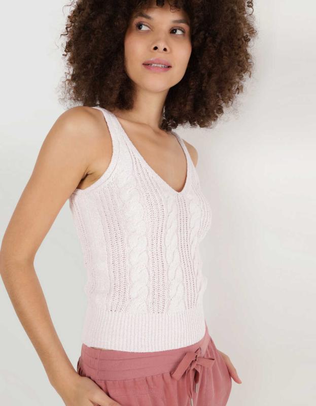 Aerie Cable Knit Sweater Tank Top - Lively Lilac, L 