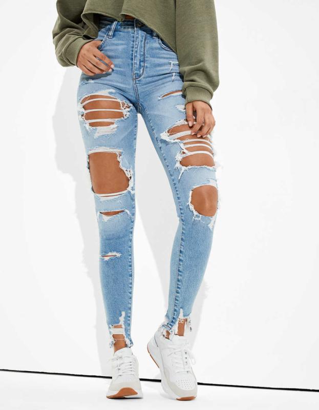 AE Ne(x)t Level Ripped Super High-Waisted Jegging - Medium Destroy, 0 