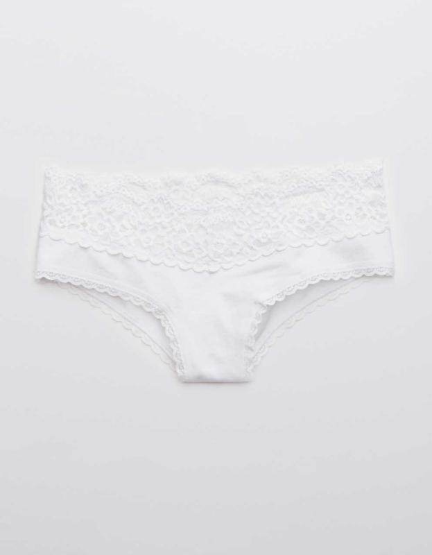 Aerie Cotton Eyelash Lace Cheeky Underwear - White, L 