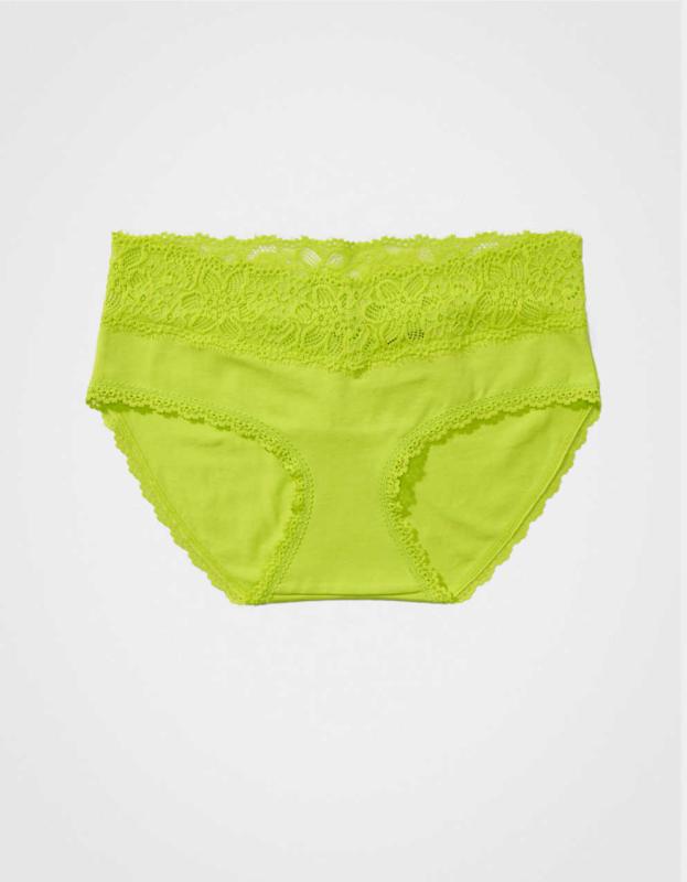 Superchill Cotton Eyelash Lace Boybrief Underwear - Lime Slush, XS 