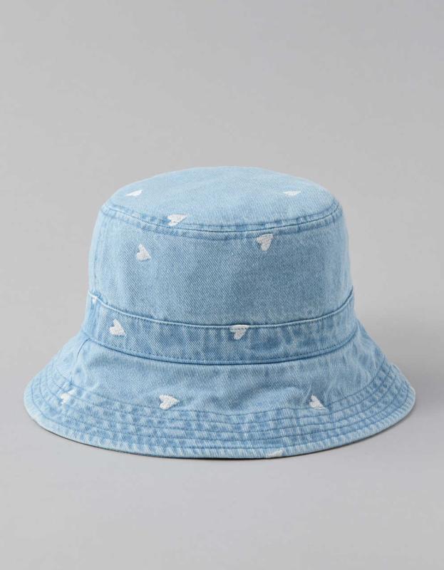 AE Embroidered Hearts Bucket Hat - Blue, One Size 