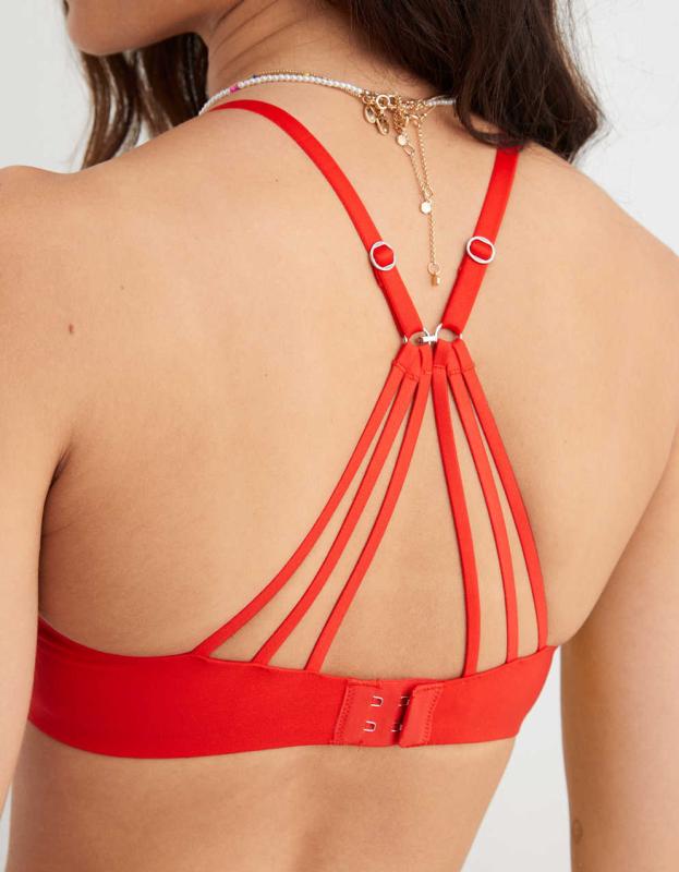 Aerie Real Sunnie Full Coverage Lightly Lined Strappy Bra - Holiday Red, 70B 