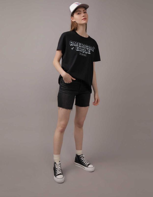 AE Short-Sleeve Graphic Tee - Black, L 