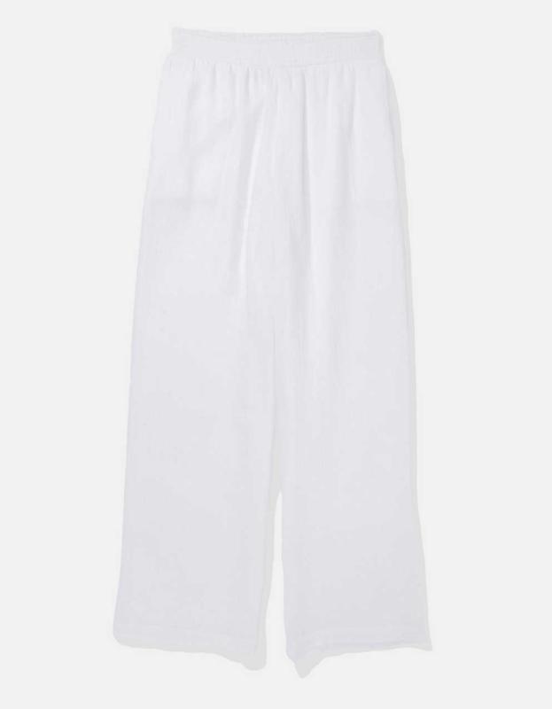 Aerie High Waisted Pool-To-Party Pant - White, L 