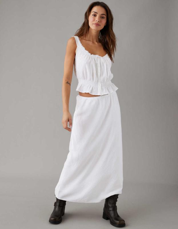 AE Button-Up Lace Cami - White, L 