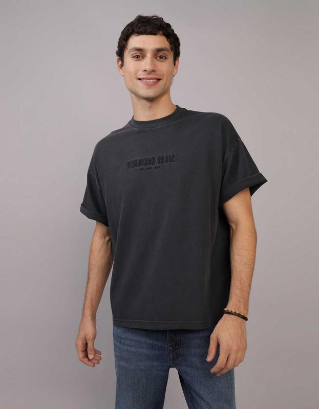 AE Oversized Graphic T-Shirt - Washed Black, S 
