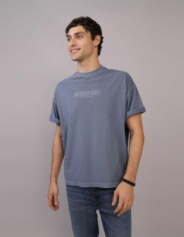 AE Oversized Graphic T-Shirt - Blue Vibe, M 