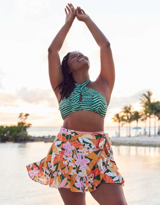 Aerie Crossover Keyhole Halter Bikini Top - Mod, M 