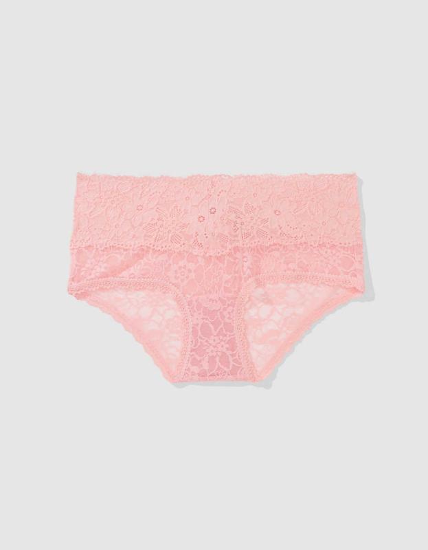 Show Off Eyelash Lace Boybrief Underwear - Shell Pink, L 