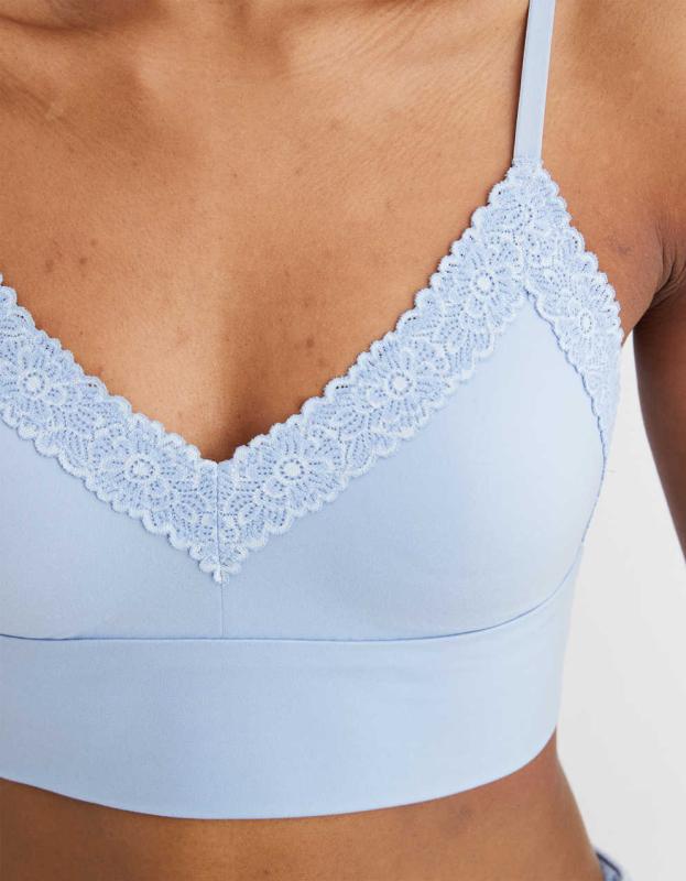 Aerie Sunnie Lace Padded Triangle Bralette - Monaco Blue, XS 