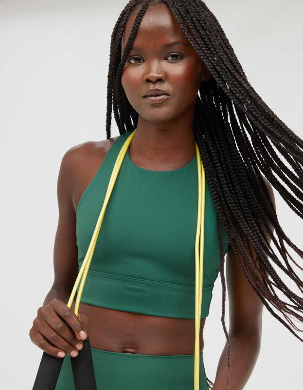 OFFLINE By Aerie Goals High Neck Sports Bra - Active Green, XS 