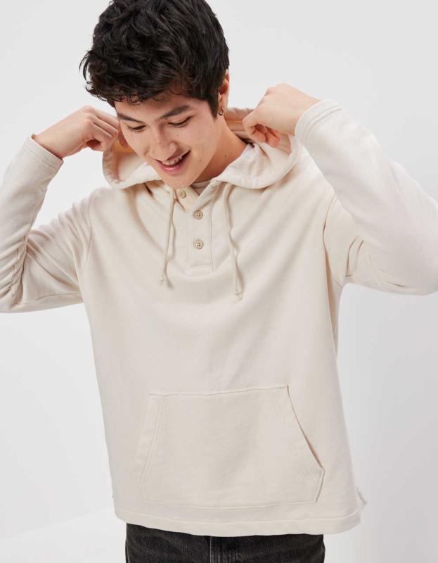 AE Bonfire Fleece Baja Hoodie - Cream, S 