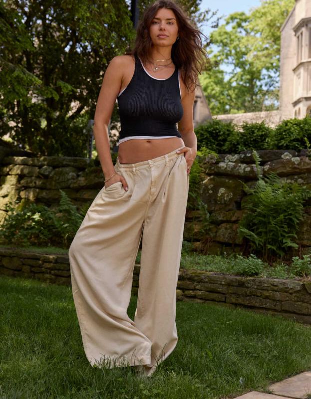 Aerie Drapey Chill Trouser - Cake Batter, L 