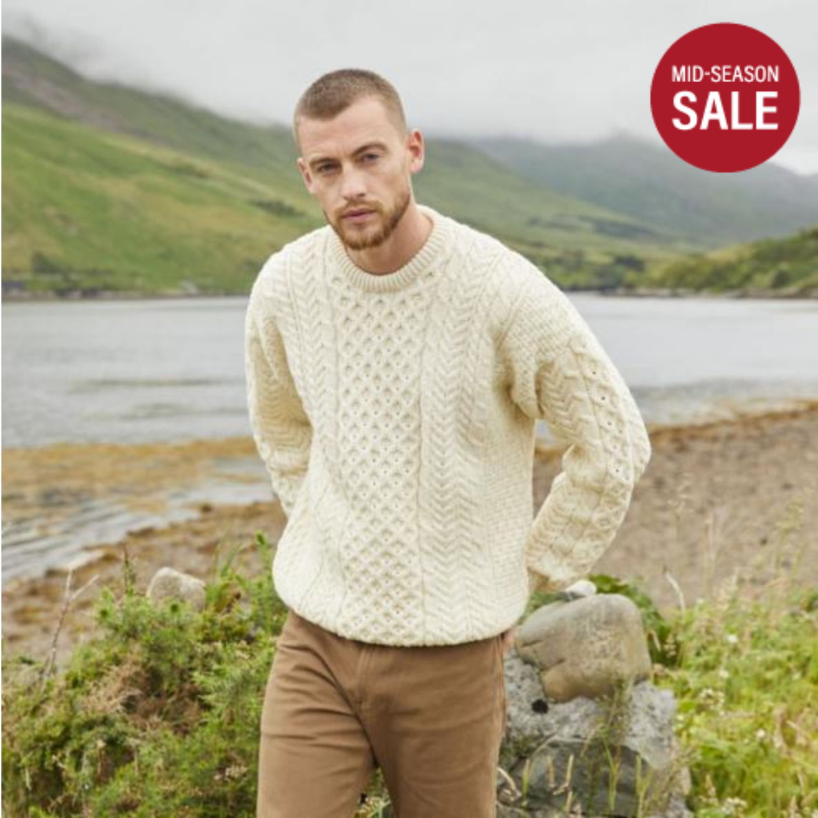 Mens Traditional Aran Sweater