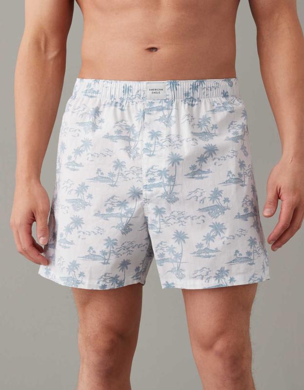 AEO Tropical Stretch Boxer Short - White, XS 