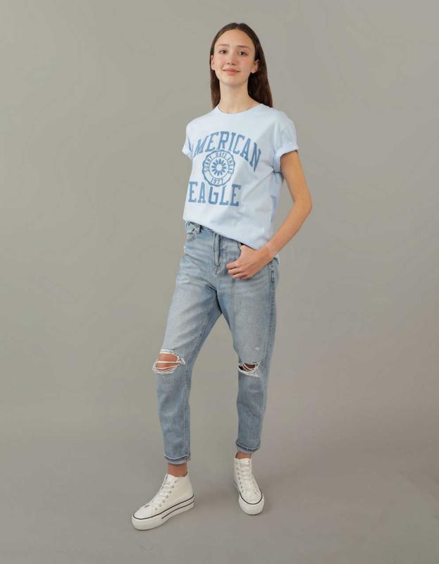 AE Short-Sleeve Graphic Tee - Light Blue, S 