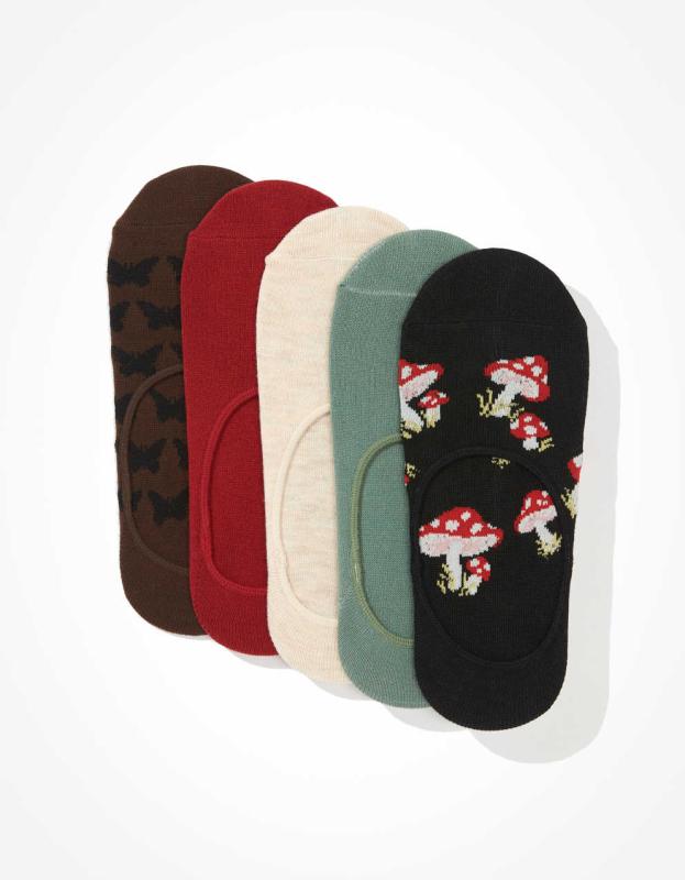 AE Mushroom No Show Sock 5-Pack - Black, One Size 