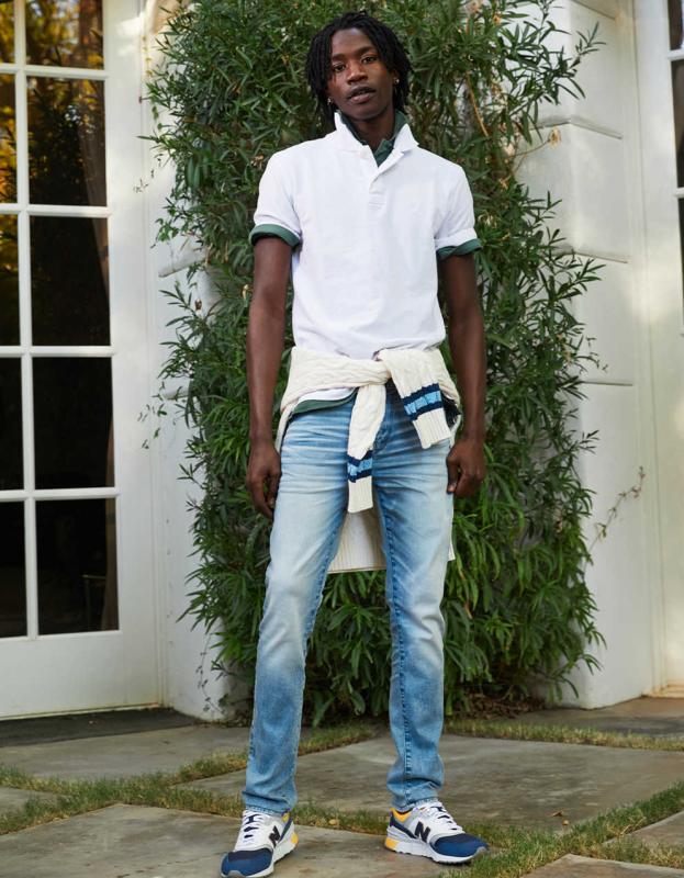 AE AirFlex 360 Skinny Jean - Light Bright Indigo, 30 X 32 