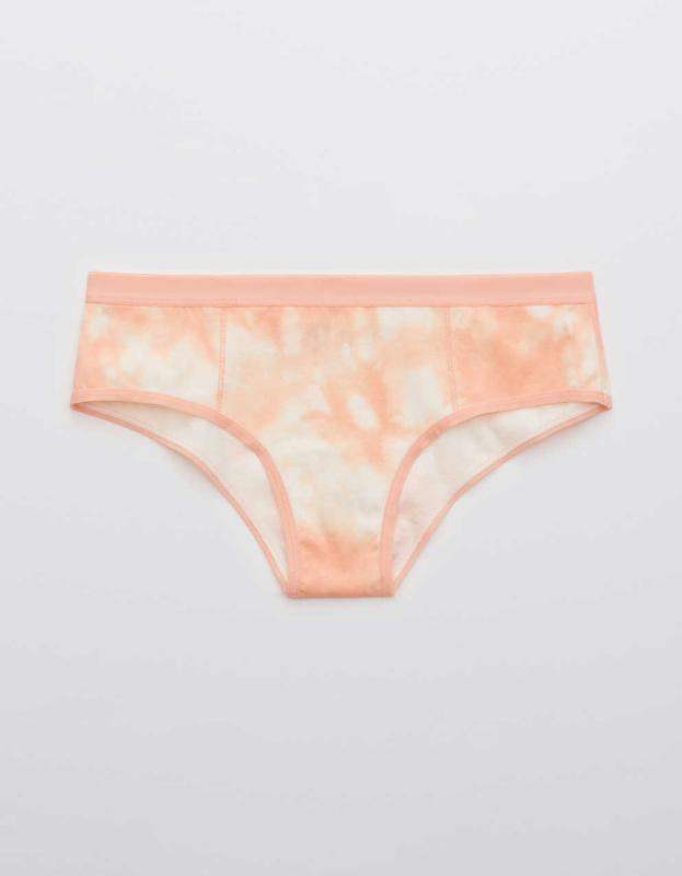 Aerie Cotton Elastic Printed Cheeky Underwear - Beach Peach, XS 