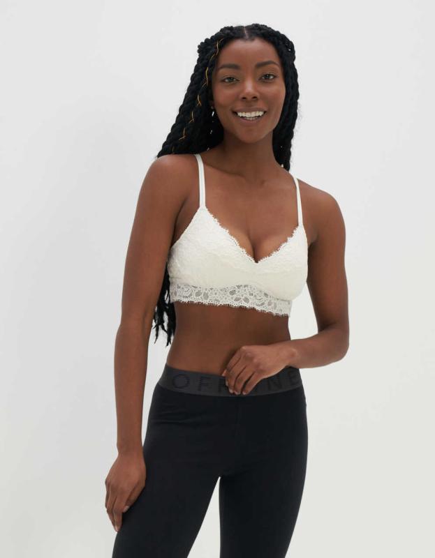 Show Off Eyelash Lace Push Up Bralette - Soft Muslin, XL 
