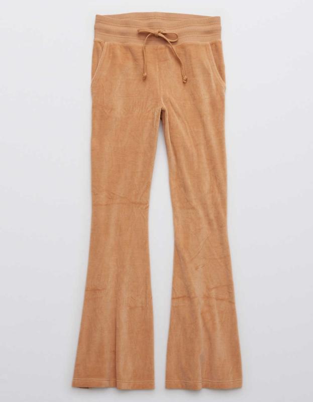 Aerie Velour High Waisted Flare Pant - Toasty, S 