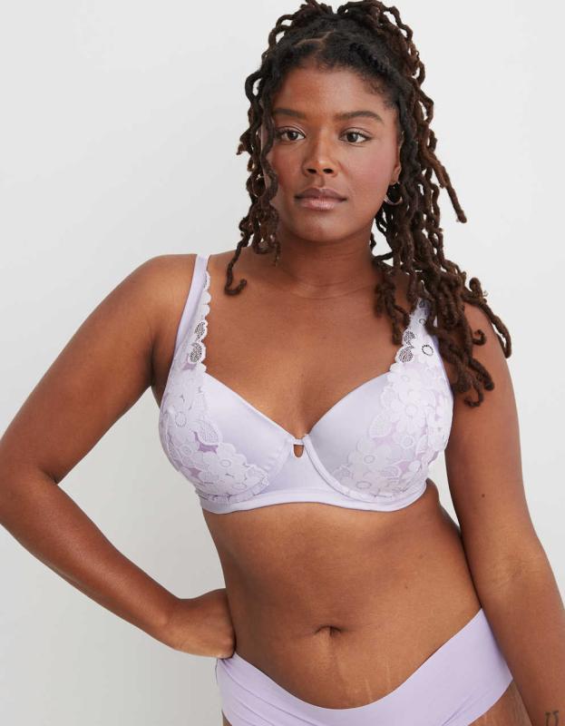 Show Off Plunge Push Up Real Lace Bra - Lavender Dawn, 32B 