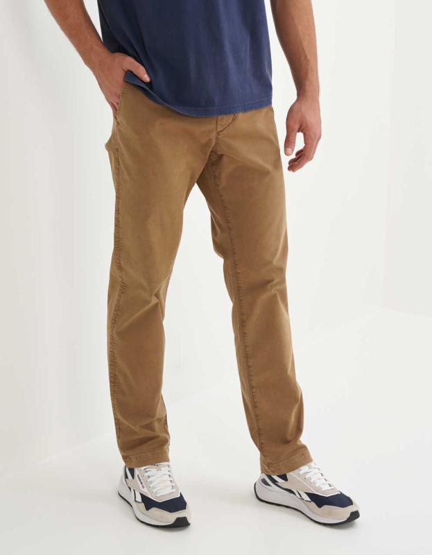 AE Flex Original Straight Khaki Pant - Toasted Almond, 33W x 32L 