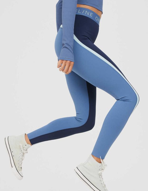 OFFLINE By Aerie Goals Logo Waistband Legging - Royal Navy, XXS 