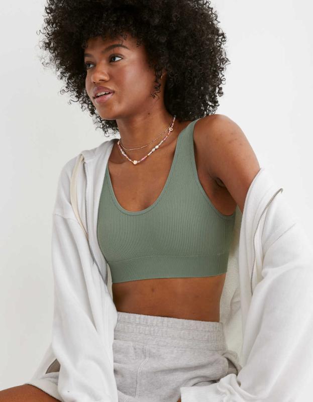 Aerie Seamless Padded Bralette - Sprout Green, S 