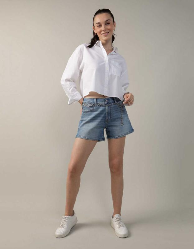 AE Cropped Button Up Shirt - White, XXS 