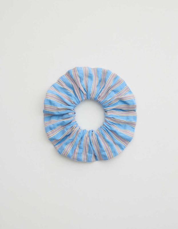 Aerie Seersucker Scrunchie - Blue Vinyl, One Size 