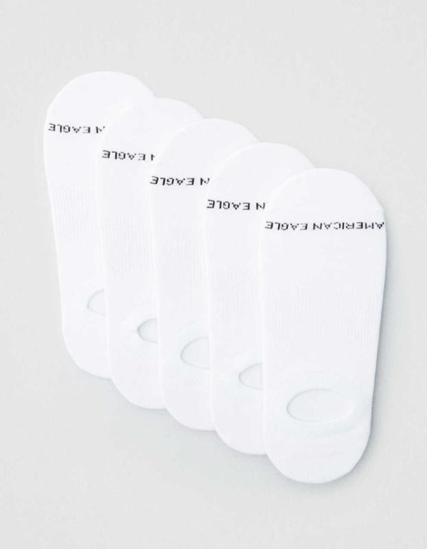 AE Invisible Socks 5-Pack - White, M 