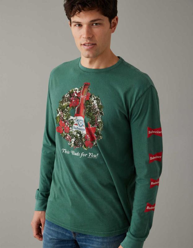 AE Bud Light Graphic T-Shirt - Gatsby Green, L 