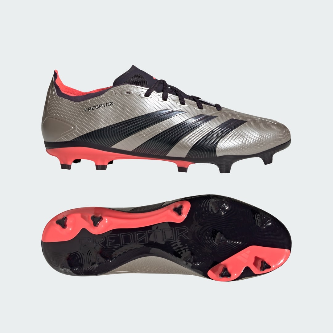 adidas PRedator League Firm Ground Boots Football 4 UK Unisex Platinum Metallic / Aurora Black / Turbo