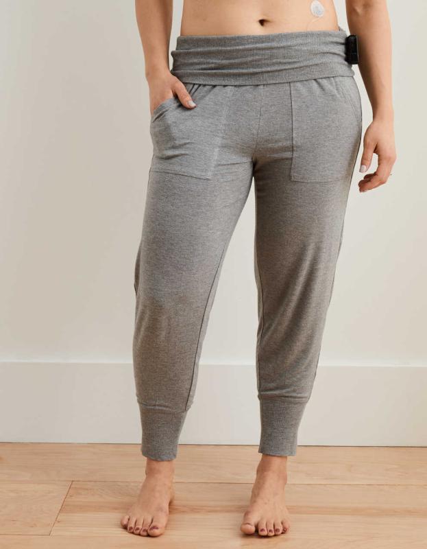Aerie Real Soft® Foldover Jogger - Dark Heather Gray, M 