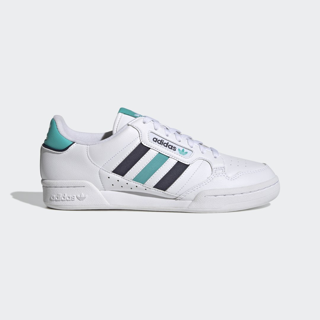 adidas Continental 80 Stripes Shoes Lifestyle 7.5 UK Men White / Shadow Blue / Semi Green Rush