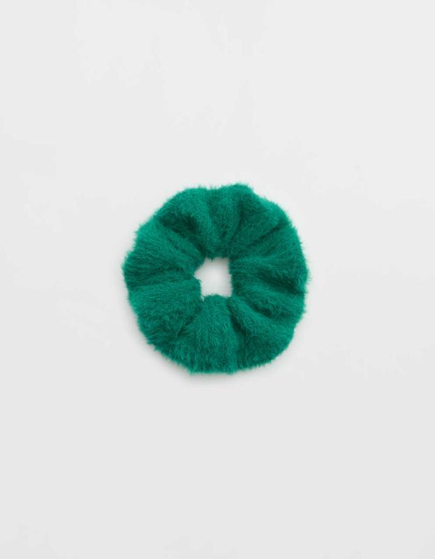 Aerie Fuzzy Scrunchie - Green Envy, One Size 