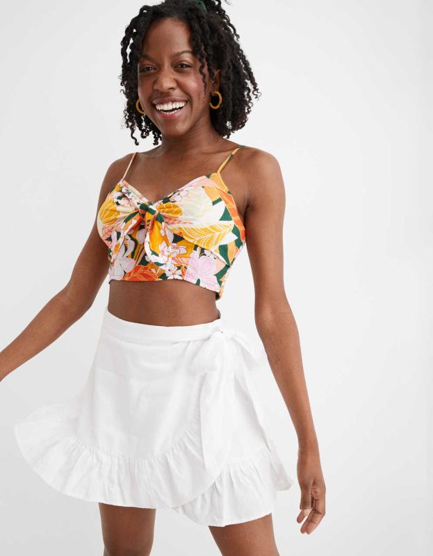 Aerie Wrap Mini Skirt - White, XXS 