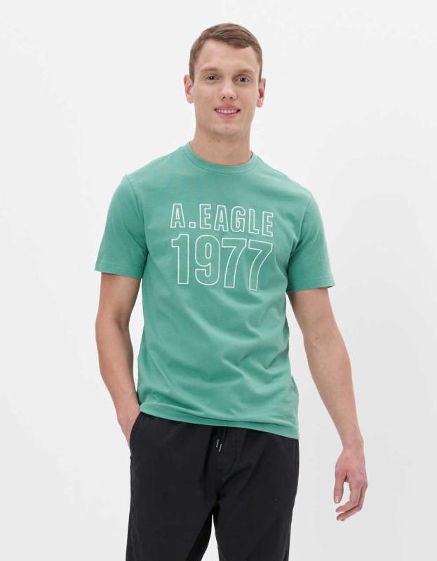 AE Logo Graphic T-Shirt - Green, XS 