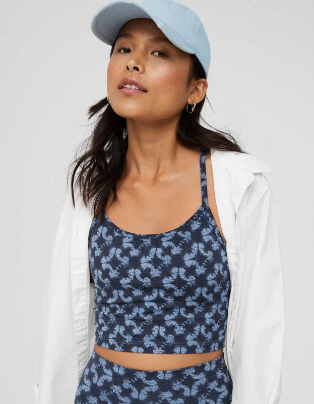 OFFLINE By Aerie The Hugger Longline Racerback Sports Bra - Royal Navy, L 