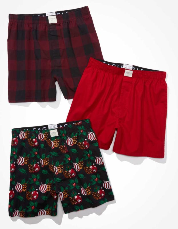 AEO Festive Stretch Boxer Short 3-Pack - Multi, XS 