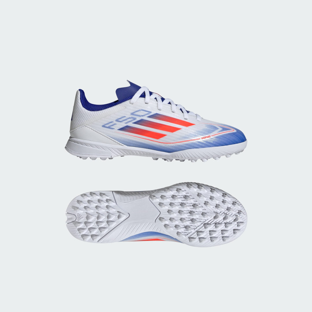 adidas F50 League Turf Boots Kids Football 2 UK Kids White / Red / Lucid Blue