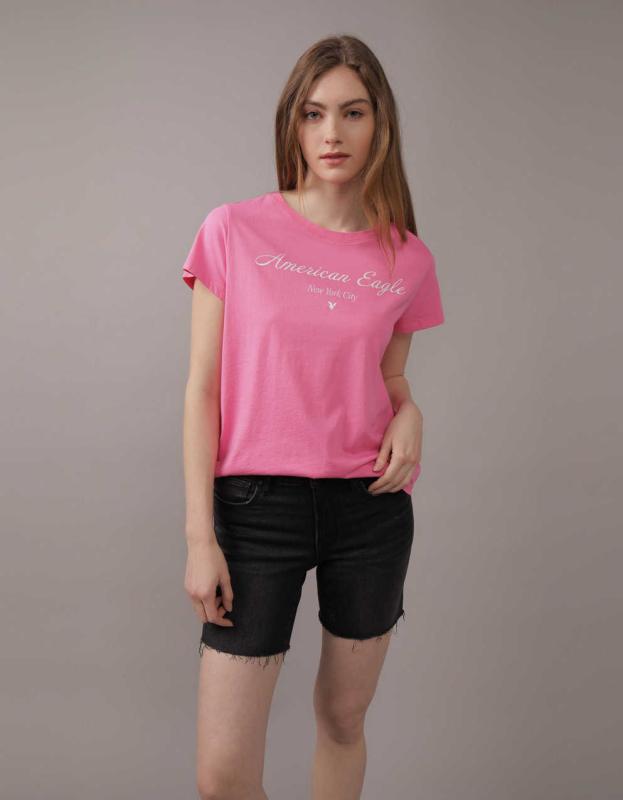 AE Crew Neck Tee - Pink, XXS 