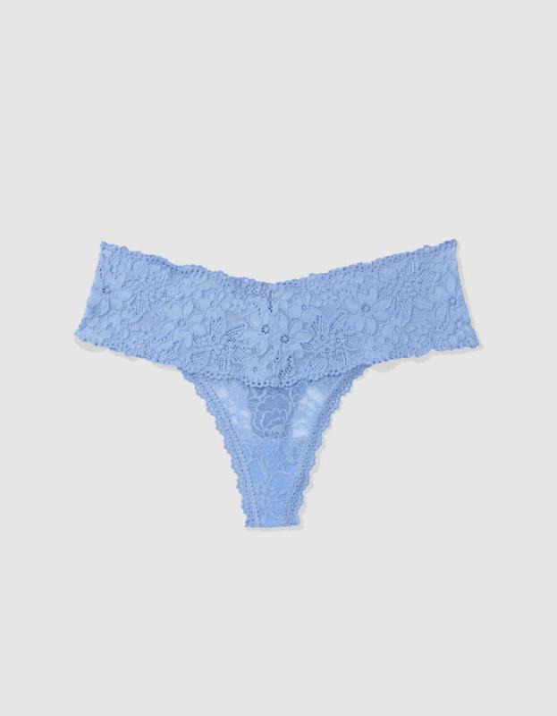 Show Off Eyelash Lace Thong Underwear - Blue Lion, XS 
