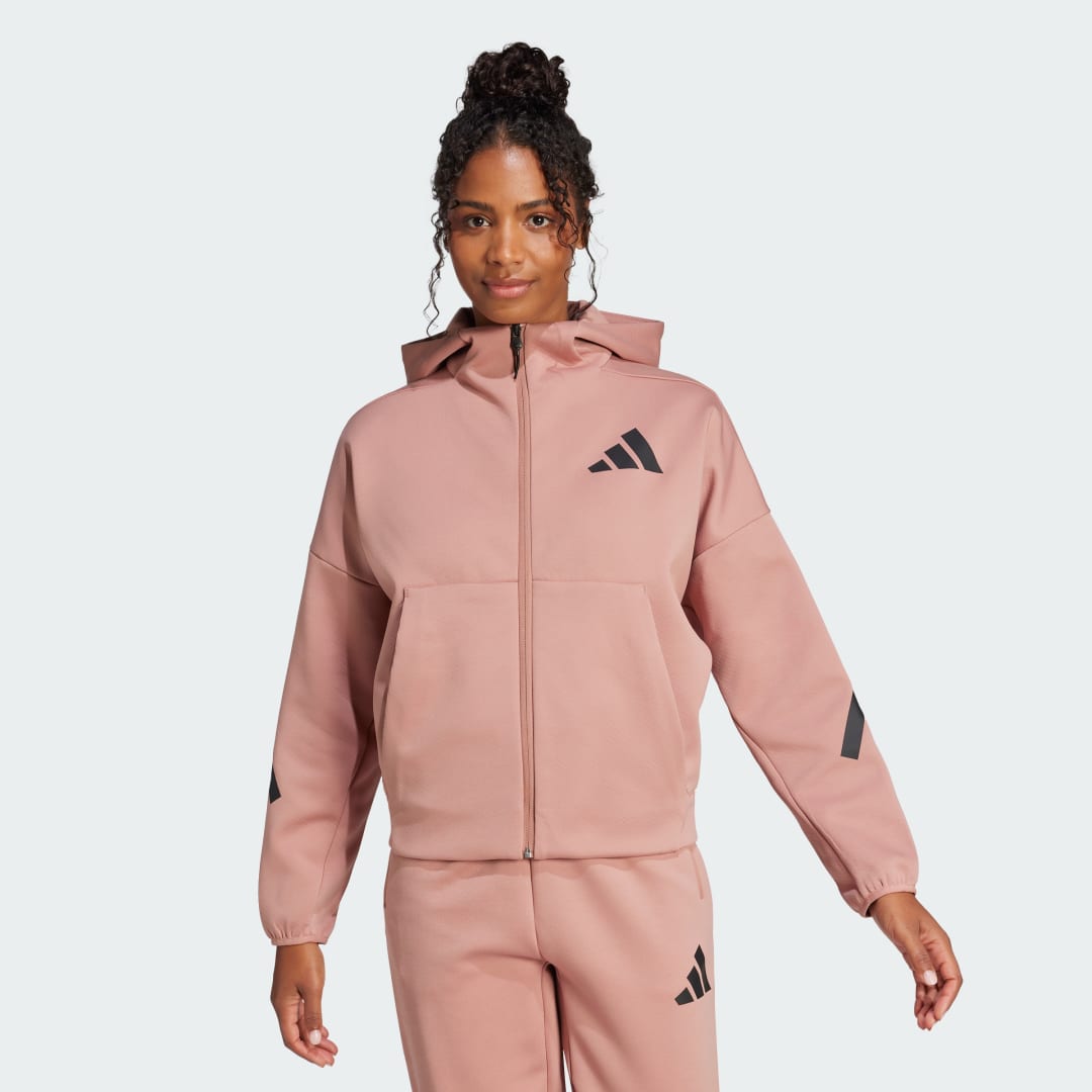 adidas adidas Z.N.E. Full-Zip Hoodie Lifestyle A2XL Women Warm Clay