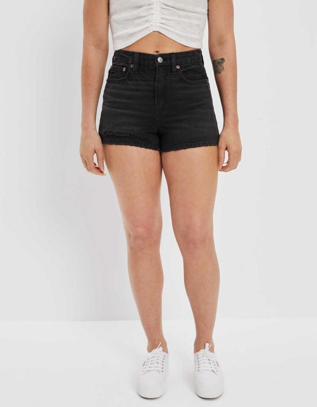 AE Denim Curvy Highest Waist '90s Boyfriend Short - Black, 0 