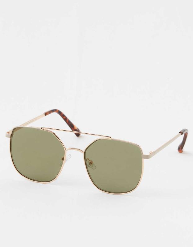 Aerie So Fly Angled Sunglasses - Olive, One Size 