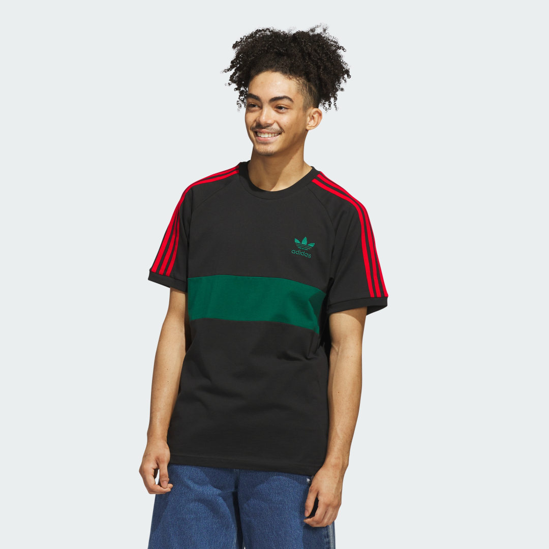 adidas 3-Stripes Panel Tee Lifestyle A/2XS Men Black / Green