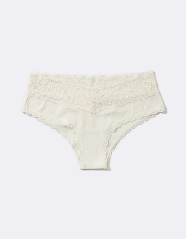 Superchill Cotton Eyelash Lace Cheeky Underwear - Soft Muslin, S 