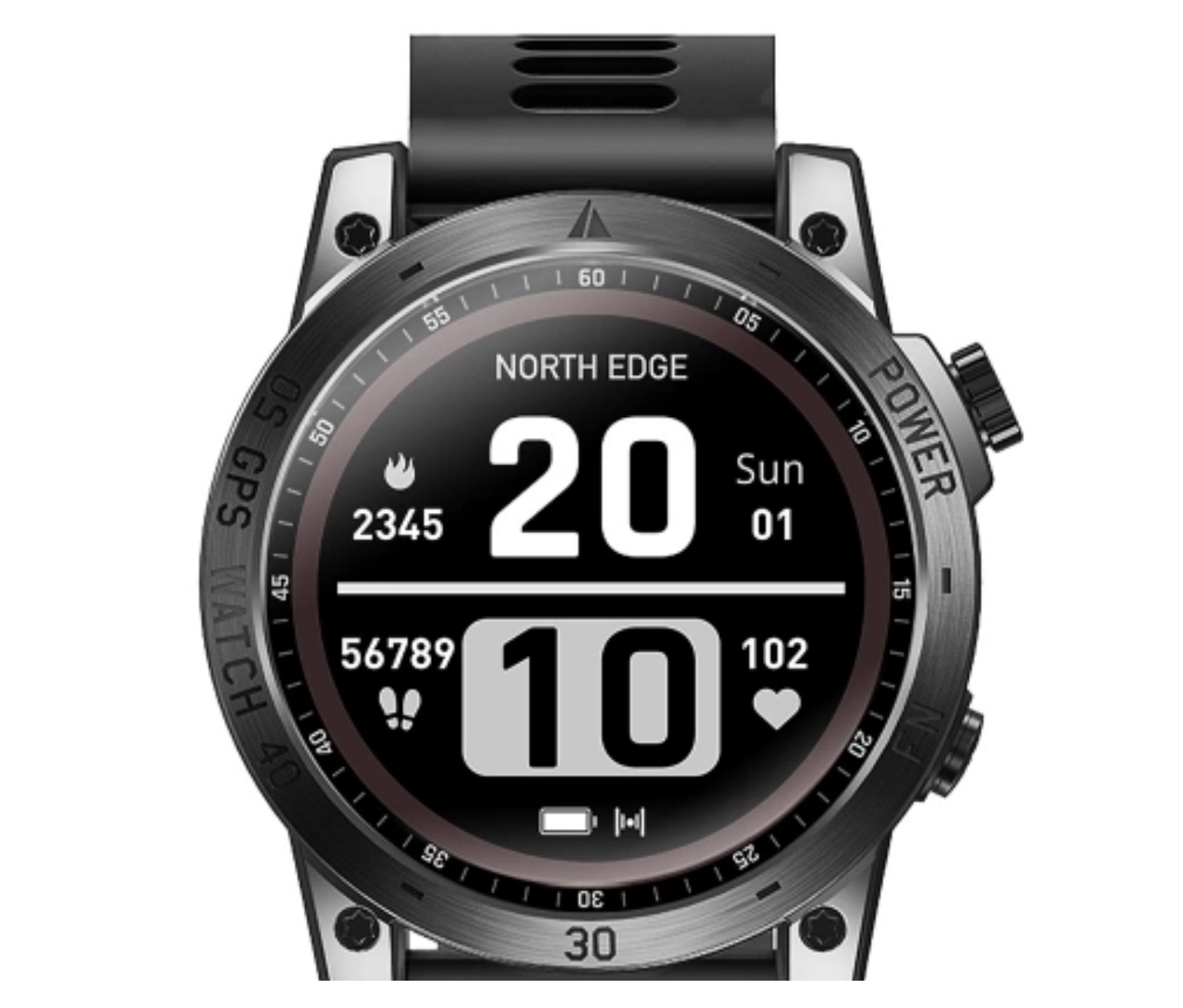 NORTH EDGE Cross Fit 3 GPS Men's Sports Watch Four Global Satellite 1.43'' High Clear AMOLED Display 50M Waterproof Health Tracker and Sports Modes Outdoor Smartwatch